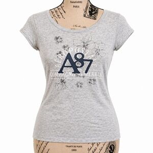 vintage y2k aeropostale grey graphic embroidered logo tee